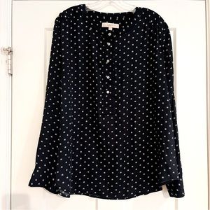 LOFT Navy patterned blouse size XL